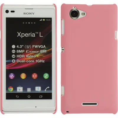 Produktbild von PhoneNatic Case kompatibel mit Sony Xperia L - Hülle rosa gummiert Hard-case + 2 Schutzfolien