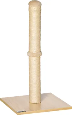 Produktbild von PawHut škrabadlo pre mačky škrabadlo zo sisalu stabilné škrabadlo hračka pre mačky s loptičkou 60 cm drevotrieska sisal béžová+dub 34 x 34 x 60 cm