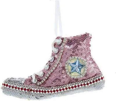 Produktbild von Weihnachtsbaumkugel Rosa Turnschuh 3D Resin Weiß Sneaker Christbaumschmuck