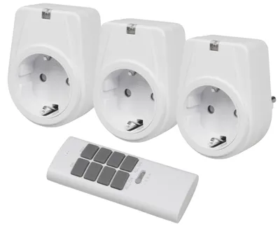 Zdjęcie produktu dla Sterowany radiowo zestaw gniazd McPower "Comfort", 3 gniazda i 1 pilot zdalnego sterowania
