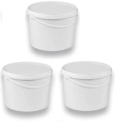 Produktbild von SILPLAST Eimer mit Deckel 10L x 3 Kunststoffeimer 10 Liter lebensmittelecht stapelbar Plastikeimer leer Weiß