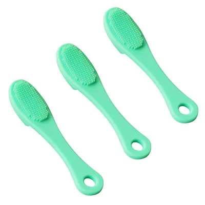 Produktbild von 3x Silikon-Fingerbürsten für Haustiere - Grün