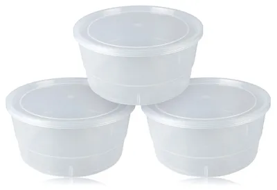 3 Suppenbehälter mit Deckel, 3 l, stapelbar, mikrowellengeeignet