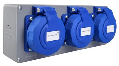 Produktbild von RoadEu – Steckdosenverteiler 3x Schuko 230V | Stromverteiler 16A IP67 Wasserdicht | Außensteckdose