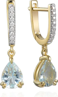 Produktbild von 585er Gelbgold Ohrhänger mit Zirkonia Tropfenschliff