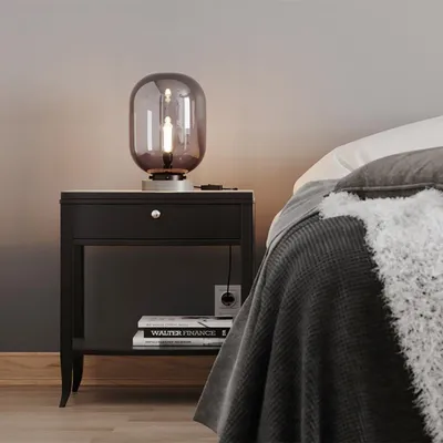 Image de By Rydens Lampe de table Leola Abat-jour en verre fumé