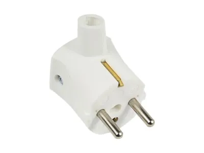 Produktbild von Winkelstecker weiß mit Schutzleiter - Selbstmontage