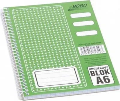 Obrázek produktu pro Blok, A6, s boční vazbou, čtverečkovaný, 50 listů
