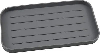Image de Porte-savon en silicone - Porte-savon compact pour évier - Gris - 25 x 14 cm - Porte-savon magnétique pour évier