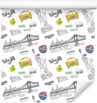 Immagine prodotto di 10m VLIES WALLPAPER Roll New York City Taxis Liberty Bridge XXL