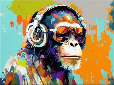 Produktbild von Leinwandbild Animals With Headphones I 116x84 cm