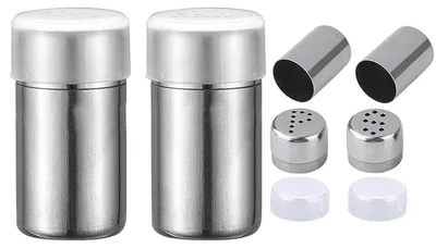 Zdjęcie produktu dla Zestaw 2 mini solniczek i pieprzniczek - stal nierdzewna - 5 ml