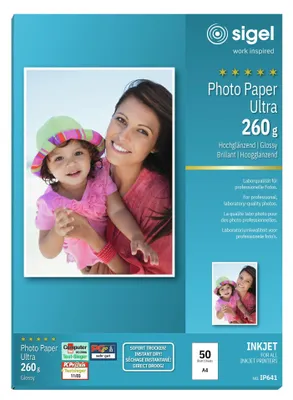Obrázek produktu pro Fotopapír SIGEL IP641 DIN A4 vysoký lesk 260 g/m2 50 listů