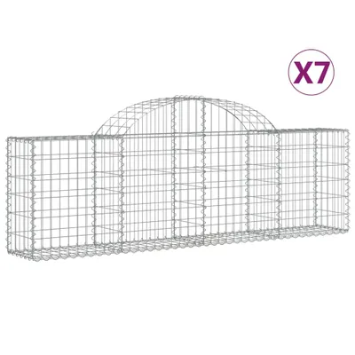 Produktbild von vidaXL Gabionen mit Hochbogen 7 Stk. 200x30x60/80 cm Verzinktes Eisen