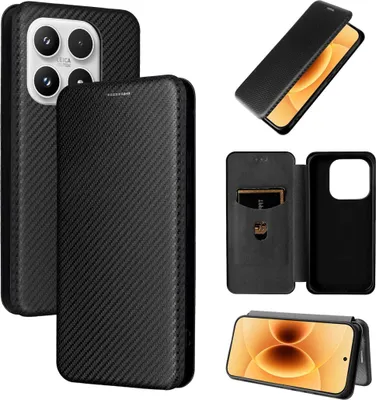 Produktbild von Kunstleder Hülle für Xiaomi 17 Carbon Fiber Textur Design Schutz Cover Schwarz