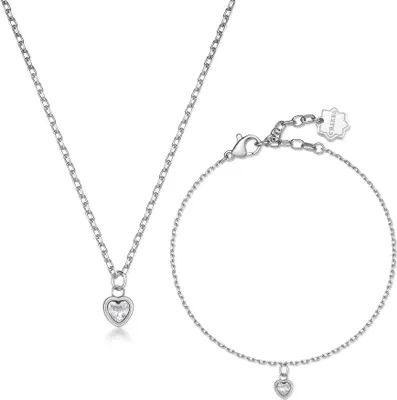 Produktbild von Romantisches Schmuckset mit Kristallen Herzchakra BHKLE01 ( Halskette, Armband)