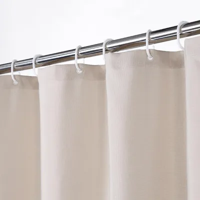 Produktbild von Hochwertiger Duschvorhang aus Leinen in Hotelqualität, 240 g/m² schweres Gewebe, mit Haken, waschbar, elfenbeinfarben, 150 x 200 cm