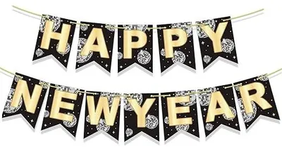 Zdjęcie produktu dla Girlanda Happy New Year Disco Baner Dekoracja Sylwestrowa Party