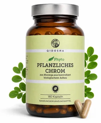 Produktbild von QIDOSHA Chrom Kapseln 200 µg pflanzlich aus Moringa Extrakt, 180 Kapseln