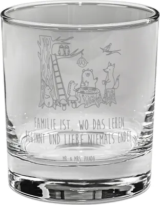Produktbild von Mr. & Mrs. Panda Tumbler Glas Waldtiere Picknick - Transparent - Geschenk, Wald, Eichhörnchen, gravur, für Gin, Cocktailglas, Hase, Trinkglas, Fuchs, Igel, Gute Laune