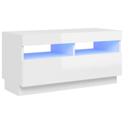 Produktbild von vidaXL TV-Schrank mit LED-Leuchten Hochglanz-Weiß 80x35x40 cm