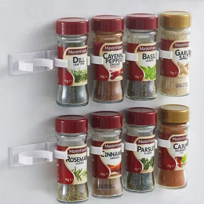 Produktbild von 2 teile/satz weiße Küchen regal Gewürz glas Lager regal einfache Flasche Clip vier fünf Loch
