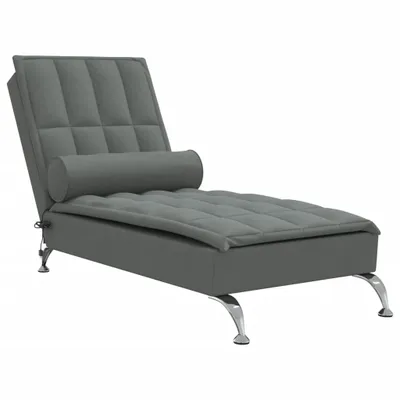 Produktbild von vidaXL Massage-Chaiselongue mit Nackenrolle Dunkelgrau Stoff