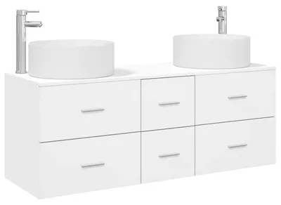 Produktbild von vidaXL Badezimmermöbel-Set 3 stk. Weiß 49,5 x 44,5 x 65,5 cm