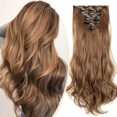 Immagine prodotto di Clip-in, extension per capelli, ondulati, set da 8 pezzi, 43 cm, biondo chiaro