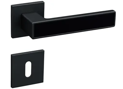 Produktbild von Türgriffe Schwarz Matt Set BB Buntbart Türklinken für Innentüren Drückergarnitur für Zimmertür mit eckiger Rosettengarnitur aus Aluminium Gavroche