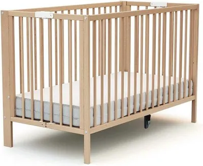 Obrázek produktu pro Skládací dětská postýlka 60x120 cm z bukového dřeva – odolná a úsporná z hlediska prostoru