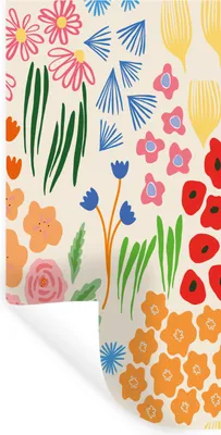 Produktbild von MuchoWow® Wandtattoo Wandsticker Wandaufkleber Blumen - Muster - Feldblumen 40x80 cm Selbstklebend und Repositionierbar - Repositionierbar - Wasser abweisend