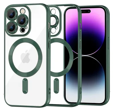 Produktbild von Techsuit Luxury Crystal Back Cover Hülle mit MagSafe für Apple iPhone 14 Pro Max - Dunkelgrün