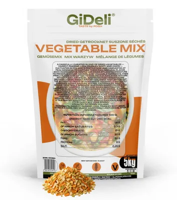 Obrázok produktu pre Korenie do polievky, 5 kg. Zeleninový vývar, bez soli. Sušená zeleninová zmes do polievok. Vegánska, prírodná. GiDeli