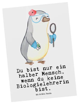 Produktbild von Mr. & Mrs. Panda Postkarte Biologielehrerin Herz - Weiß - Geschenk, Spruch, Postkarten, Grundschule, Ansichtskarte, Ansichtskarten, Lustig, bildkarte, Biologie, Witzig