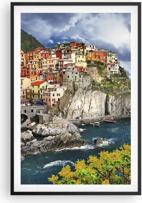 Produktbild von Gerahmtes Poster - Schwarzer Rahmen - Italien küste felsen landschaft - 61x91,5 cm - Wand Bild - Wanddeko - Wandbilder - Wandposter - Bilderrahmen - Bilder - Kunstdruck - Wandbild - P2BPA61x91-2710