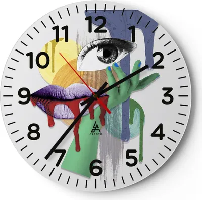 Produktbild von Wanduhr - Rund - Glasuhr - Abstraktion modern - 30x30cm - Schleichendes Uhrwerk - Lautlos - zum Aufhängen bereit - Dekoration Modern - Wanddekoration aus Glas - C4AR30x30-4058