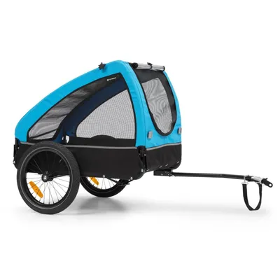 Produktbild von Shuttle Hundefahrradanhänger - Smartspace - Faltbar - Schwarz Blau - Hundeanhänger - Mit Flagge und Plane - Für Hunde bis 45kg