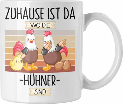 Produktbild von Trendation - Bauer Landwird Tasse Geschenk Geschenkidee Lustiger Spruch Zuhause Ist Da Wo Die Hühner Sind (Weiß)