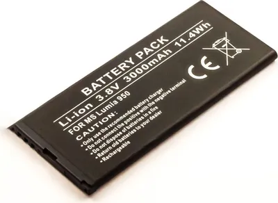 Produktbild von Akku für Microsoft Lumia 950 Li-Ion 3,8 Volt 2150 mAh schwarz.