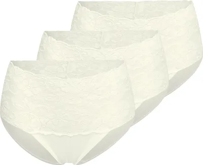 Produktbild von Nina von C. 3er Pack Fine Baumwolle Taillen Slip Im Spitzen-Design, Perfekte Passform, Angenehm auf der Haut