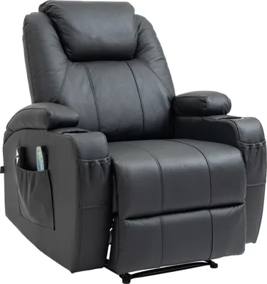 Produktbild von CLP Sessel Hepler mit Massagefunktion I Verstellbare Rückenlehne mit Fußstütze schwarz Material Echtleder