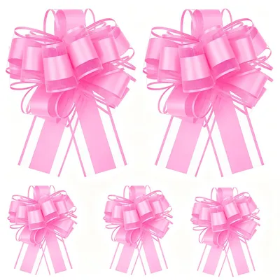 5 rosa Zugschleifen, 15 cm, für Geschenke & Deko