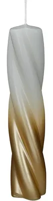 Produktbild von INNA-GLAS Blockkerze RANAVALONA, schmal, gedreht, wollweiß-gold, 20cm, Ø4cm - Germany - Dip Dye Stumpenkerze