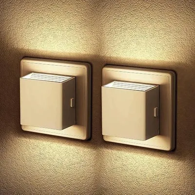 Zdjęcie produktu dla Lampka nocna do gniazdka LED czujnik światła przyciemniania 2 szt.