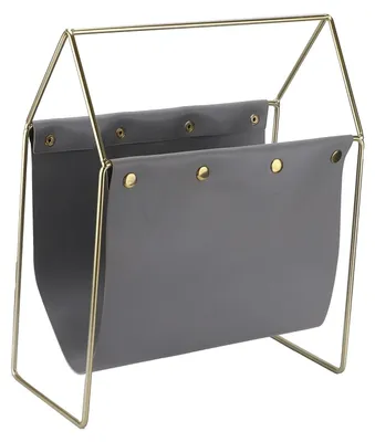Produktbild von Zeitschriftenhalter – Stilvoll und funktional – Buchhalter – Kompakter Schreibtischorganizer – Eisen/Leder – 32,5 x 38,5 x 15,3 cm – Silberne Akzente