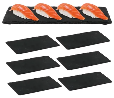 Schieferplatten 6er-Set, rechteckig, 20x10 cm, Antirutsch