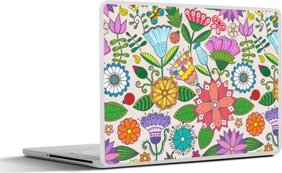 Produktbild von MuchoWow® Laptop Aufkleber Sticker Cover Blumen - Regenbogen - Schmetterling - Design 30x22 cm - Laptop-Sticker