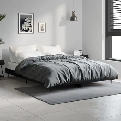 Produktbild von The Living Store Bettgestell Schwarz 135x190 cm Holzwerkstoff