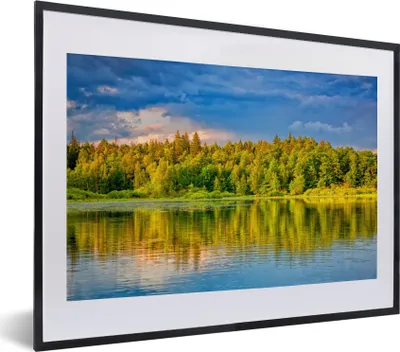 Produktbild von MuchoWow® Gerahmtes Poster Wasser - Natur - Wald 40x30 cm - Poster mit Schwarzem Bilderrahmen Wandposter Rahmen Foto Bilder - Bilderrahmen - Poster im Rahmen